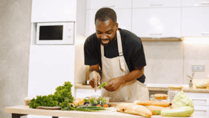 Man cooking healthy meal