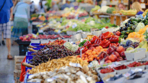 Fall seasonal produce for autumn at the grocery, farmer's market