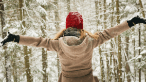 How to Stay Healthy this Winter, Girl in Snowy Woods